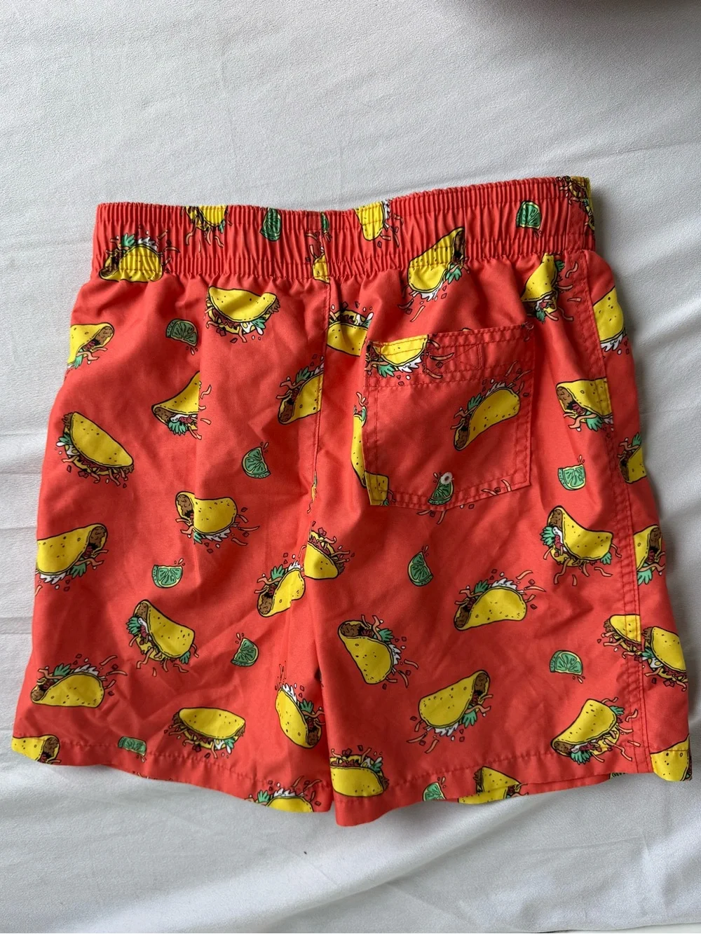 Abercrombie & Fitch Red Taco Print Swim Shorts limes Boys 13-14 beach pool‎ kids